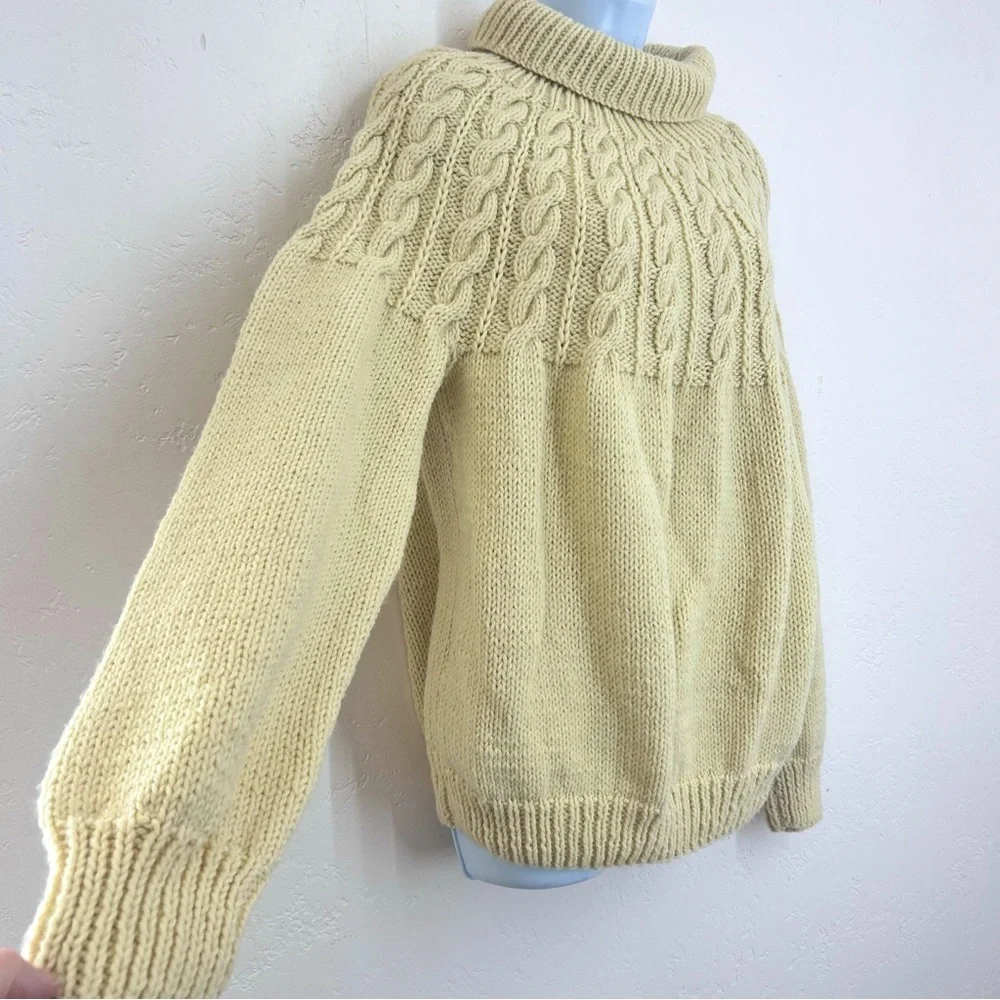 Suigeneris Wool Cable Knit Fisherman Sweater Size L Cream Rory Gilmore